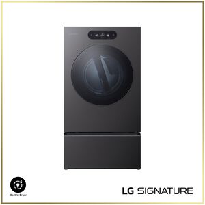 LG SIGNATURE 29 in. 9.0 cu. ft. Smart Stackable Electric Dryer with Built-In Intelligence, TurboSteam, AI Sensor Dry & Sanitize Cycle - Brushed Black Steel, , hires