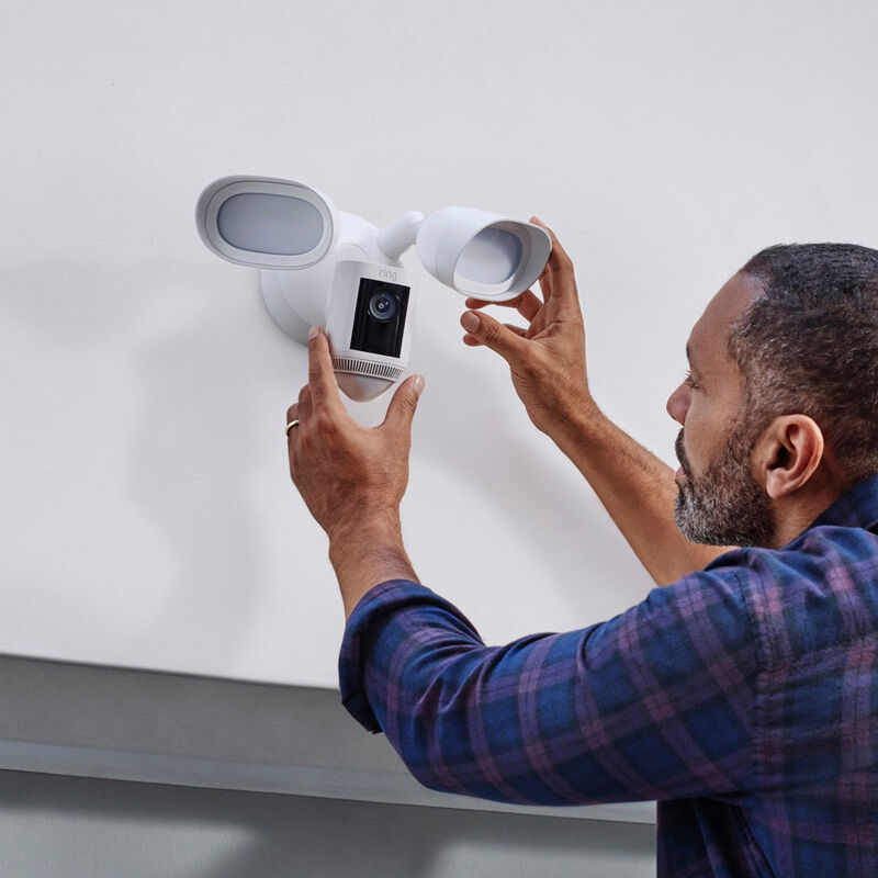 Ring Floodlight Cam Wired Pro with Birds Eye View and 3D Motion Detection, White, , hires