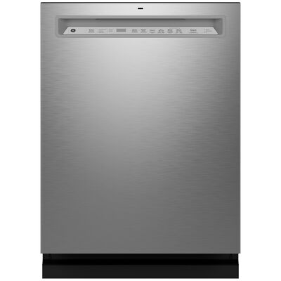 GE 24 in. Built-In Dishwasher with Front Control, 47 dBA Sound Level, 16 Place Settings, 5 Wash Cycles & Sanitize Cycle - Fingerprint Resistant Stainless | GDF650SYVFS