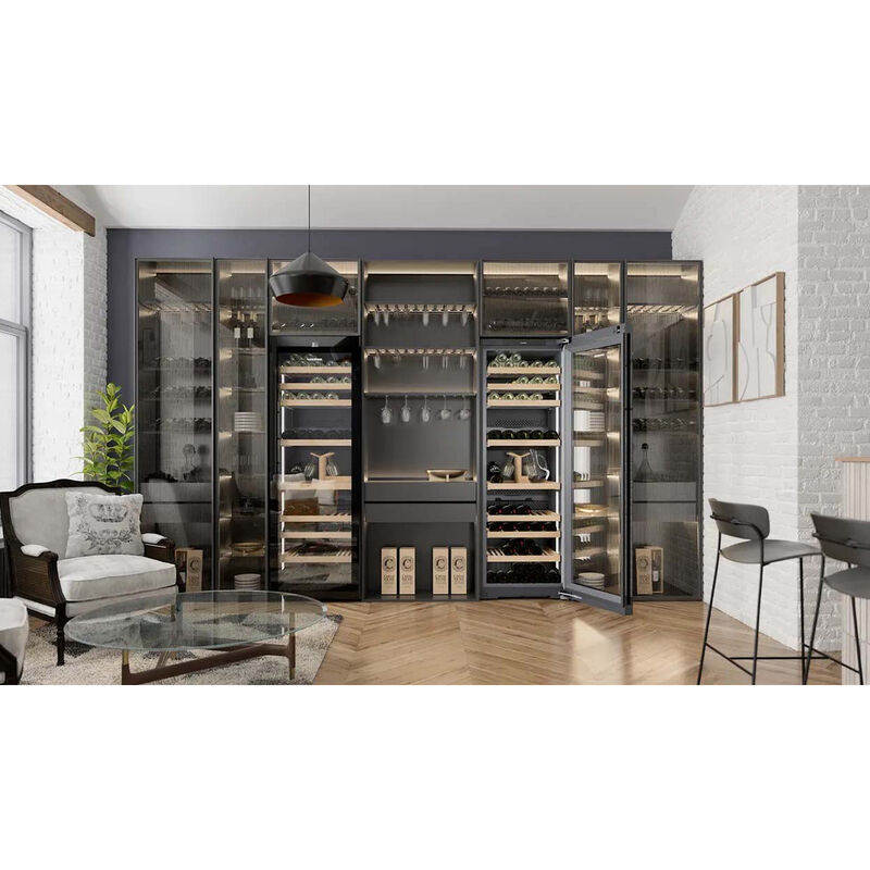 Liebherr 27 in. Smart Wine Cabinet with Wood Racks, Multi-Temperature Zones & 149-Bottle Capacity - Black Stainless Steel, , hires