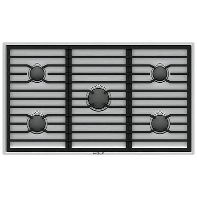 Wolf Contemporary 36 in. 5-Burner LP Gas Cooktop with Simmer Burner & Power Burner - Stainless Steel | CG365CSLP