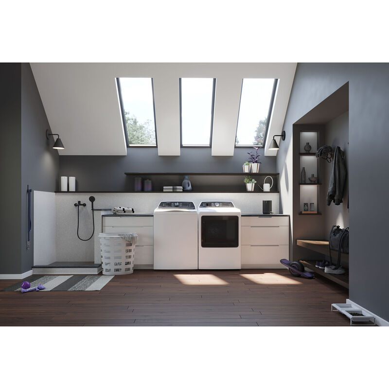 GE Profile 27 in. 7.4 cu. ft. Smart Gas Dryer with Aluminized Alloy Drum, Sensor Dry, Sanitize & Steam Cycle - White, White, hires