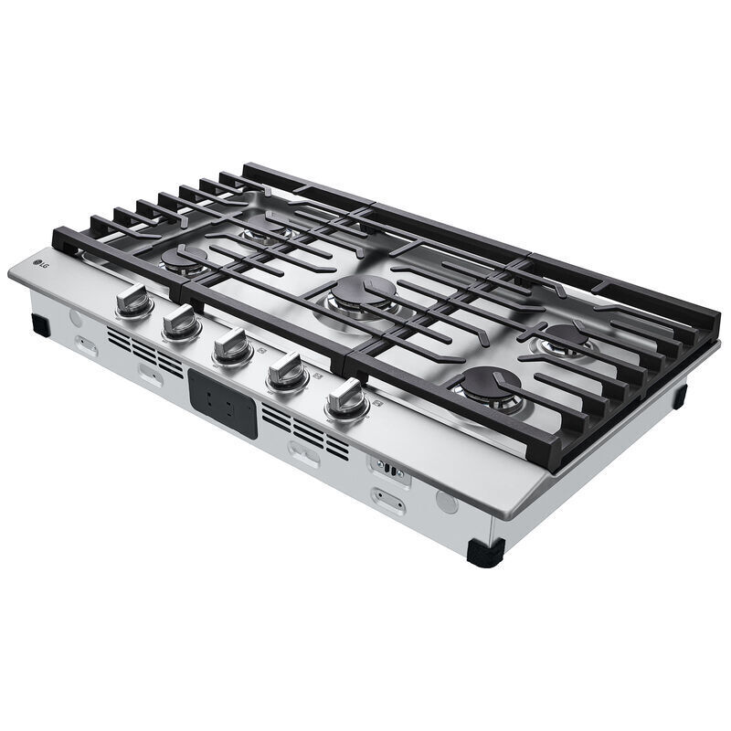 LG 36 in. 5-Burner Natural Gas Cooktop with Simmer Burner & Power Burner - Stainless Steel, Stainless Steel, hires
