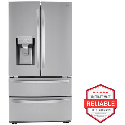 LG 36 in. 22.0 cu. ft. Smart Counter Depth 4-Door French Door Refrigerator with External Ice & Water Dispenser - Stainless Steel | LMXC22626S
