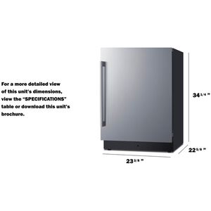 Summit 24 in. 3.2 cu. ft. Undercounter Refrigerator - Stainless Steel, , hires