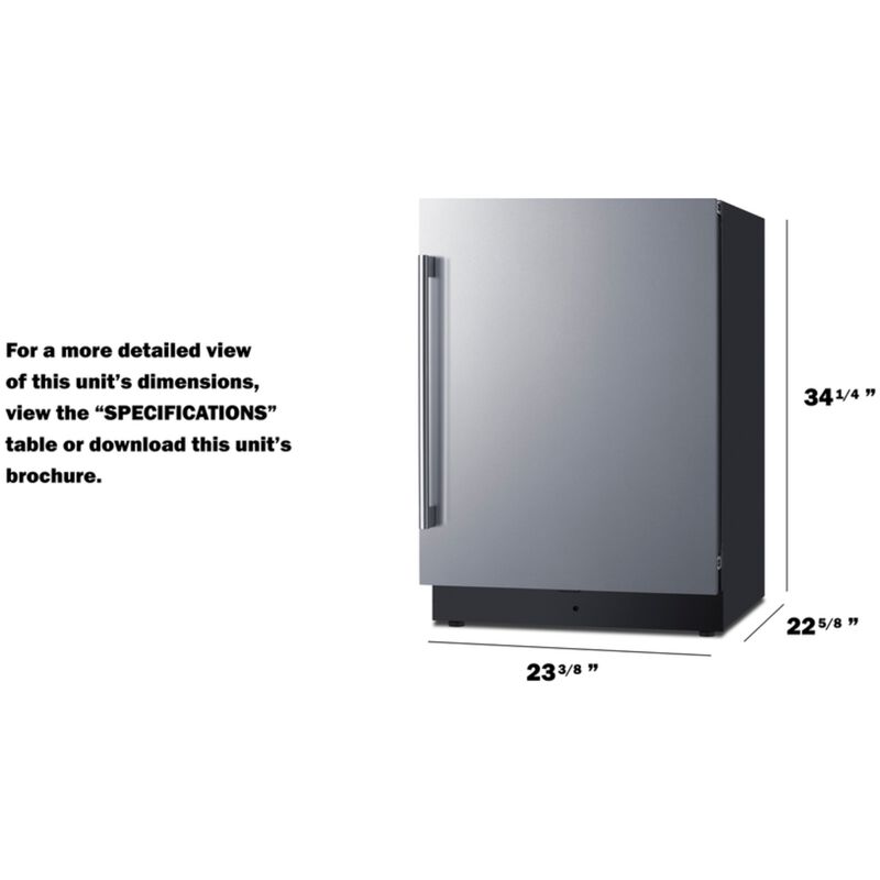 Summit 24 in. 3.2 cu. ft. Undercounter Refrigerator - Stainless Steel, , hires