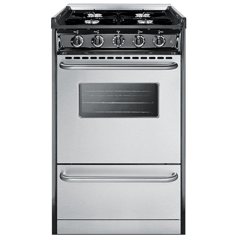 Summit 20 in. 2.4 cu. ft. Gas Range with Open Burners - Stainless Steel, , hires