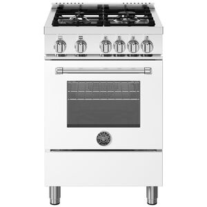 Bertazzoni Master Series 24 in. 2.5 cu. ft. Convection Oven Freestanding Natural Gas Range with 4 Sealed Burners - Matte White, , hires