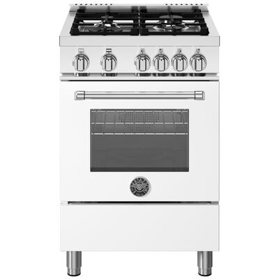 Bertazzoni Master Series 24 in. 2.5 cu. ft. Convection Oven Freestanding Natural Gas Range with 4 Sealed Burners - Matte White | MAS244GASBIV
