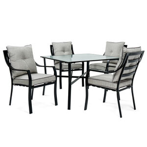 Hanover Lavallette 5-Piece 42" Square Glass Top Dining Set - Gray, , hires