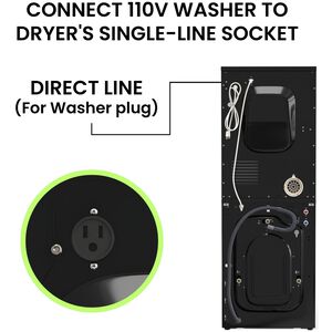 Equator Compact 24 in. 1.57 cu. ft. Electric Front Load Laundry Center with Sensor Dry, Pet & Sanitize Cycle - Black, , hires