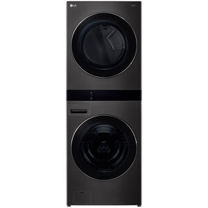 LG 27 in. 5.0 cu. ft. Smart Gas Front Load WashTower with AI Sensor Dry, TurboSteam, Allergiene Cycle, ezDispense, AI DD 2.0 Advanced Washing, Sensor Dry, Sanitize & Steam Cycle - Black Steel, , hires