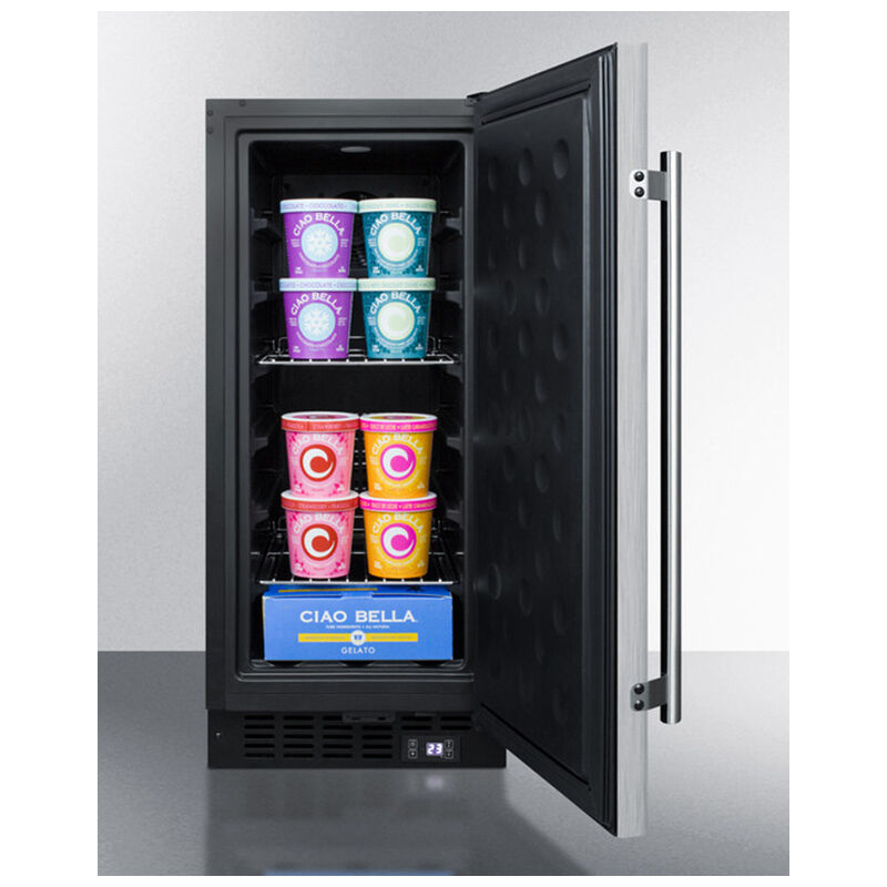 Summit 15" 2.4 Cu. Ft. Built-In or Freestanding Upright Freezer with Adjustable Shelves & Digital Control - Stainless Steel, , hires