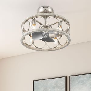 Hunter Haven Fandelier 22 in. Ceiling Fan with Light Kit and Handheld Remote - Brushed Nickel/ Light Grey, , hires