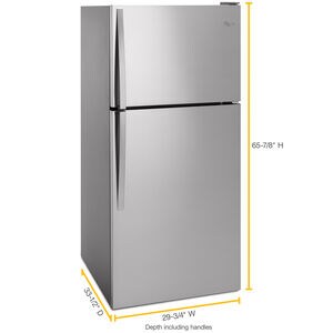 Whirlpool 30 in. 18.2 cu. ft. Top Freezer Refrigerator - Monochromatic Stainless Steel, Monochromatic Stainless Steel, hires