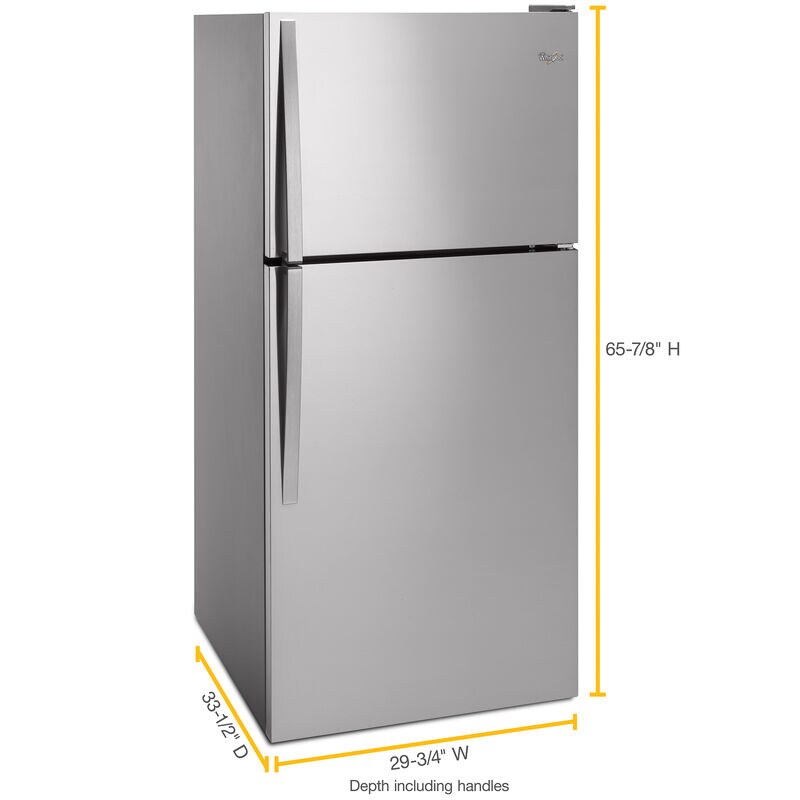 Whirlpool 30 in. 18.2 cu. ft. Top Freezer Refrigerator - Monochromatic Stainless Steel, Monochromatic Stainless Steel, hires