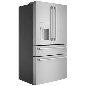 Cafe 36 in. 22.3 cu. ft. Smart Counter Depth 4-Door French Door Refrigerator with Ice & Water Dispenser - Stainless Steel, Stainless Steel, hires