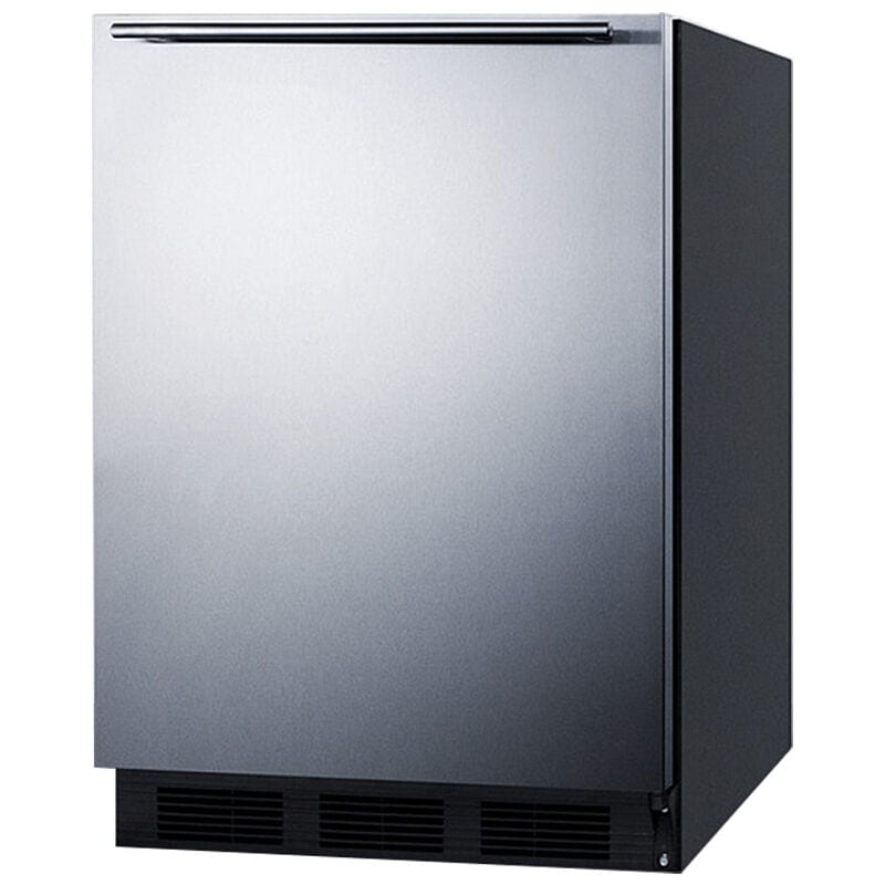 Summit 24 in. 5.5 cu. ft. Undercounter Refrigerator with Towel Bar Handle - Stainless Steel with Black Cabinet, , hires