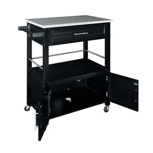 Madison Kitchen Cart with Granite Top-Black, , hires