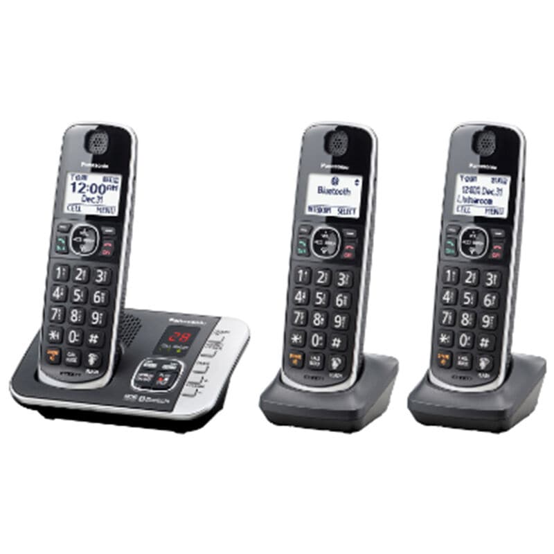 Panasonic 3 Handset Cordless Phone - Metallic Black, , hires