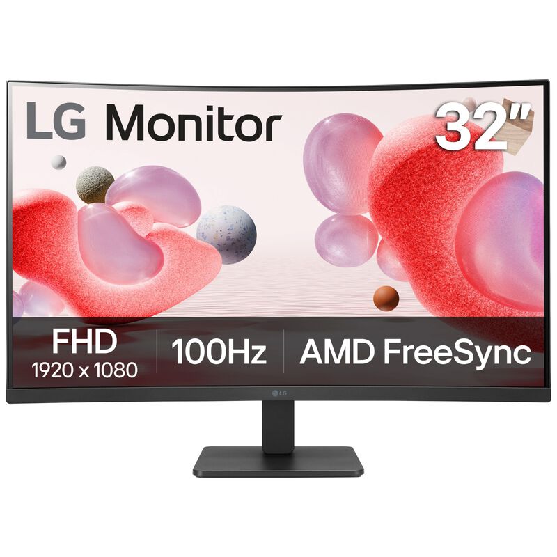 LG 32 in. FHD Curved 100Hz Monitor with FreeSyn - Black, , hires