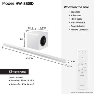 Samsung 3.1.2 Channel Sound Bar with Bluetooth, Built-In Alexa & Wireless Subwoofer - White, , hires