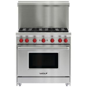 Wolf 36 in. 5.5 cu. ft. Standard Convection Gas Range with 6 Sealed Burners - Stainless Steel, , hires
