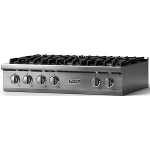 Viking 5 Series 36 in. 6-Burner Natural Gas Rangetop with Simmer Burner & Power Burner - Stainless Steel, , hires