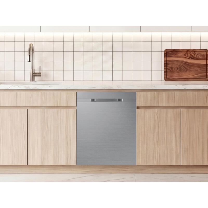 Samsung 24 in. Top Control Flush-Mount Dishwasher with 48 dBA Sound Level, 3rd- Rack, AutoRelease Door Drying & Pocket Handle - Fingerprint Resistant Stainless Steel, , hires