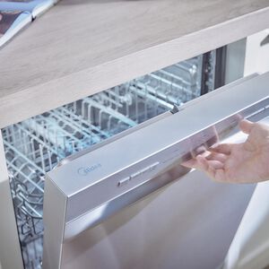 Midea 24 in. Front Control Dishwasher with 52 dBA Sound Level & Pocket Handle - Stainless Steel, , hires