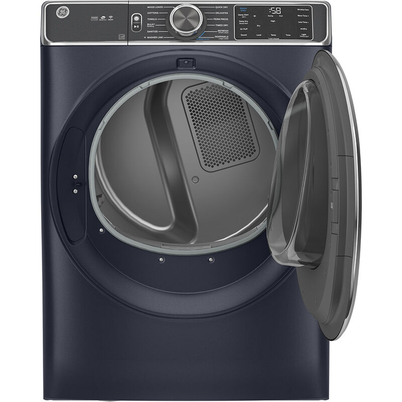 GE 28 in. 7.8 cu. ft. Smart Stackable Gas Dryer with 12 Dryer Programs, 2 Dry Options, Sanitize Cycle, Wrinkle Care & Sensor Dry - Sapphire Blue, Sapphire Blue, hires