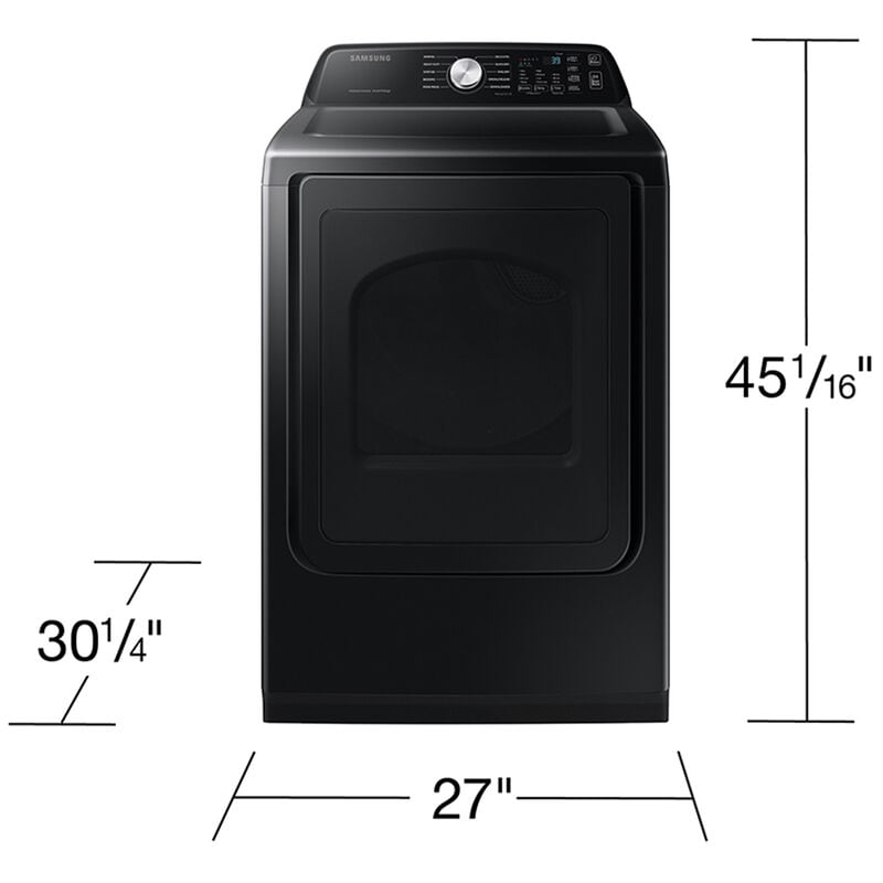 Samsung 27 in. 7.4 cu. ft. Smart Electric Dryer with Sanitize Cycle & Sensor Dry - Brushed Black, Brushed Black, hires