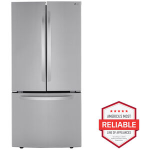 LG 33 in. 25.1 cu. ft. French Door Refrigerator with Ice Maker - PrintProof Stainless Steel, , hires