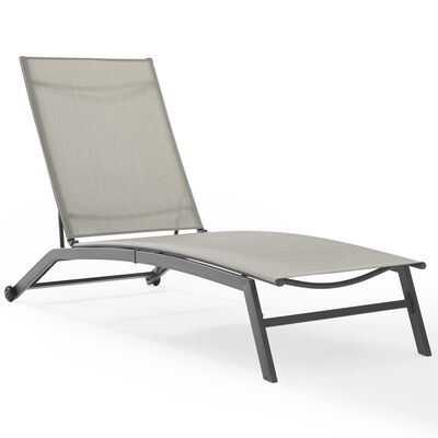 Crosley Weaver Reclining Mesh Chaise Lounge Chair with Wheels - Light Gray | CO6310MB-LG