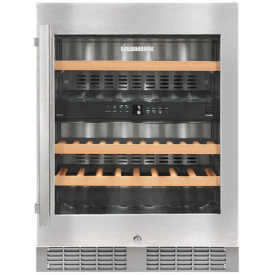 Liebherr 24 in. Undercounter Wine Cabinet with Dual Zones & 34 Bottle Capacity - Stainless Steel | WU3400