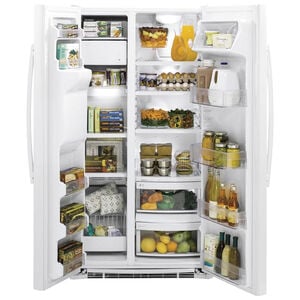 GE 36 in. 21.9 cu. ft. Counter Depth Side by Side Refrigerator with Ice & Water Dispenser - White, White, hires