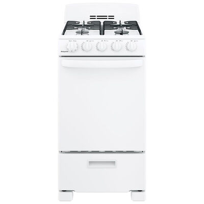 Hotpoint 20 in. 2.3 cu. ft. Oven Freestanding Gas Range with 4 Sealed Burners - White | RGAS200DMWW
