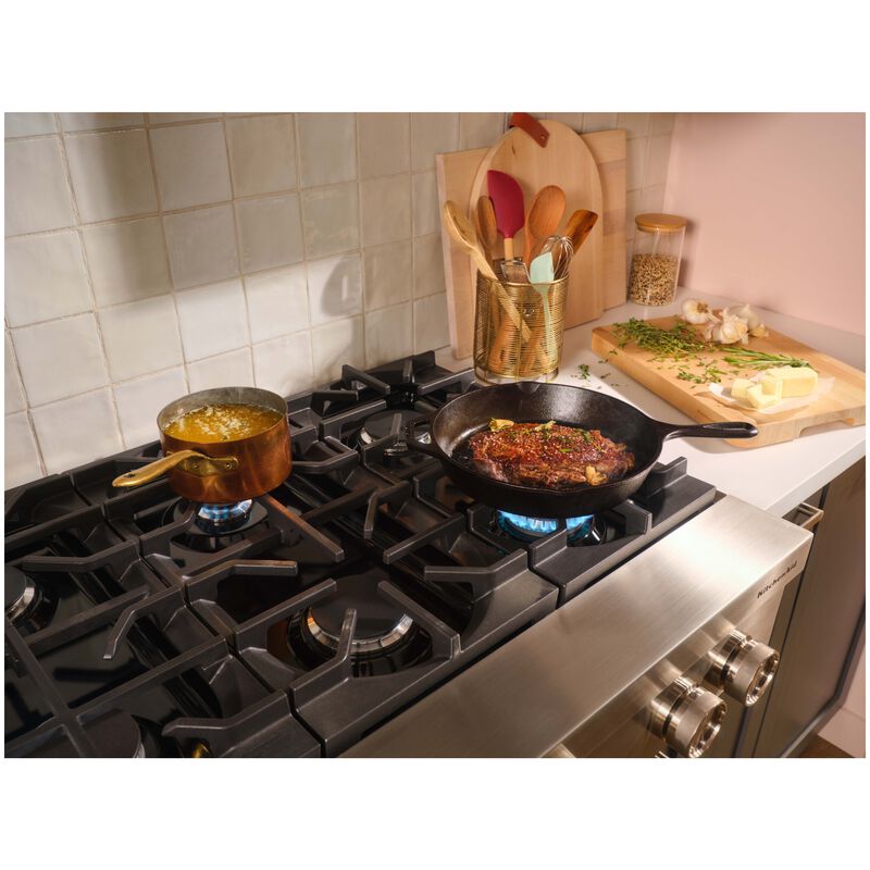 KitchenAid Commercial-Style 36 in. 6-Burner Natural Gas Rangetop with Simmer Burner & Power Burner - Stainless Steel, , hires