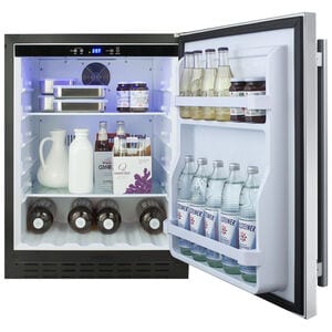 Summit 24 in. 4.2 cu. ft. Undercounter Refrigerator - Stainless Steel with Black Cabinet, , hires