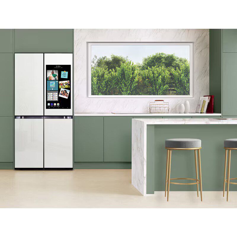 Samsung Bespoke 36 in. 28.6 cu. ft. Smart 4-Door French Door Refrigerator with Internal Water Dispenser - White Glass, White Glass, hires