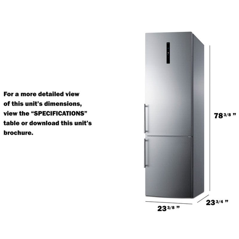 Summit 24 in. 11.7 cu. ft. Counter Depth Bottom Freezer Refrigerator - Stainless Steel, , hires