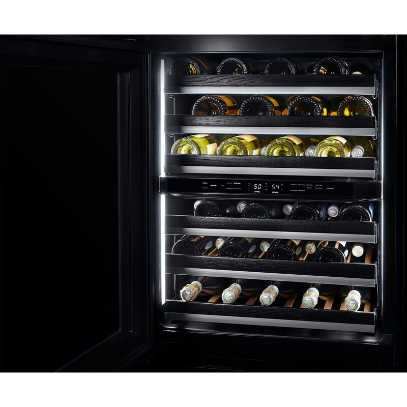 JennAir Noir 24 in. Compact Built-In Wine Cooler with 45 Bottle Capacity, Dual Temperature Zones & Digital Control - Black, , hires