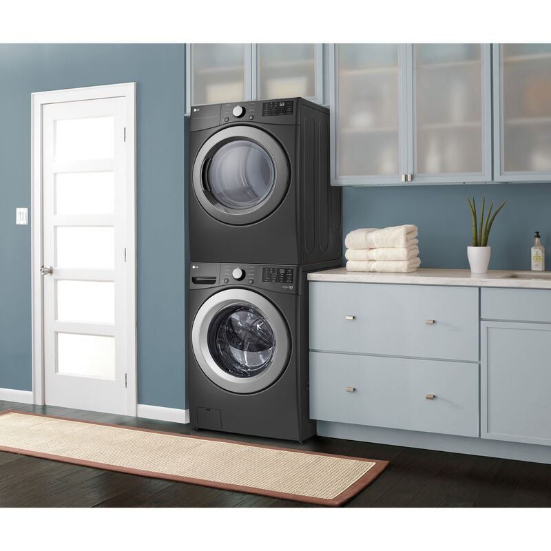 LG 27 in. 7.4 cu. ft. Stackable Gas Dryer with FlowSense Duct Clogging Indicator & Sensor Dry - Middle Black, Black, hires