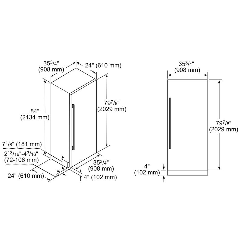Thermador 36 in. 20.6 cu.ft. Built-In Smart Counter Depth Freeezerless Refrigerator - Custom Panel Ready, , hires