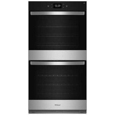 Whirlpool 30 in. 10.0 cu. ft. Electric Smart Double Wall Oven with True European Convection & Self Clean - Fingerprint Resistant Stainless Steel | WOED7030PZ
