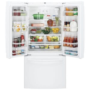 GE 33 in. 18.6 cu. ft. Counter Depth French Door Refrigerator with Internal Water Dispenser - White, White, hires