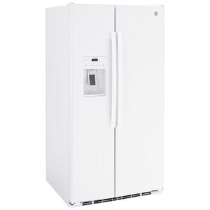 GE 36 in. 25.3 cu. ft. Side by Side Refrigerator with Ice & Water Dispenser - White, White, hires