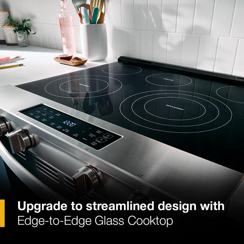 Whirlpool 30 in. 5.3 cu. ft. Smart Air-Fry Standard Convection Electric Range with Radiant Burners - Fingerprint Resistant Stainless Steel, , hires