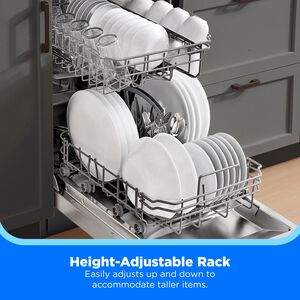 Midea 18 in. Front Control Dishwasher with 52 dBA Sound Level & Pocket Handle - Stainless Steel, , hires