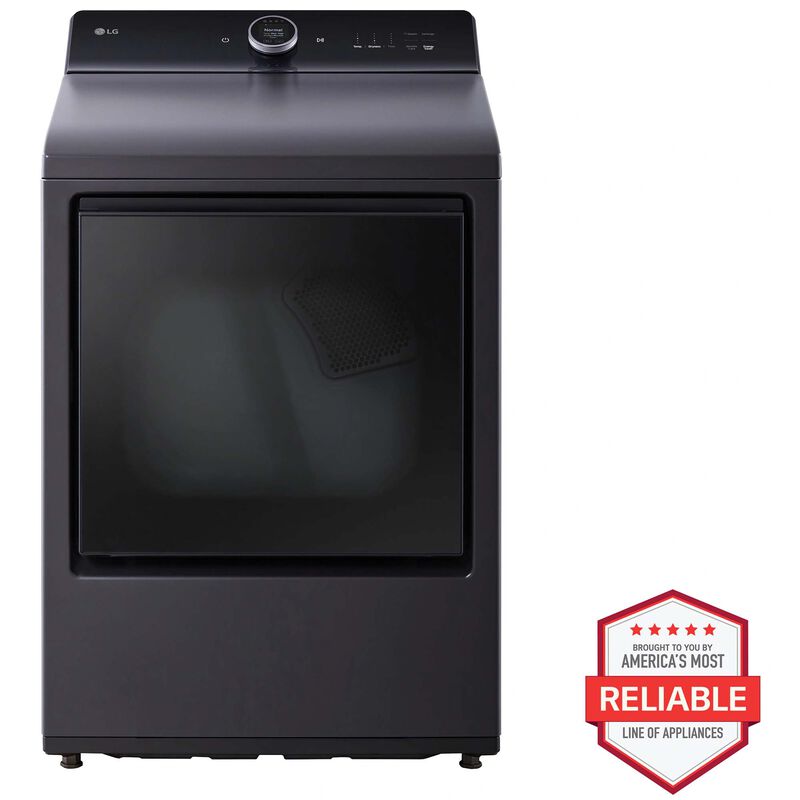 LG 27 in. 7.3 cu. ft. Smart Electric Dryer with EasyLoad Door, AI Sensor Dry, TurboSteam Technology & Sanitize Cycle - Matte Black, Matte Black, hires